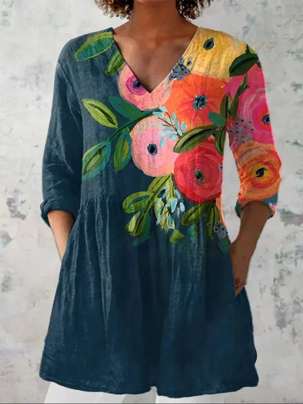 Kara | Long blouse with V-neck