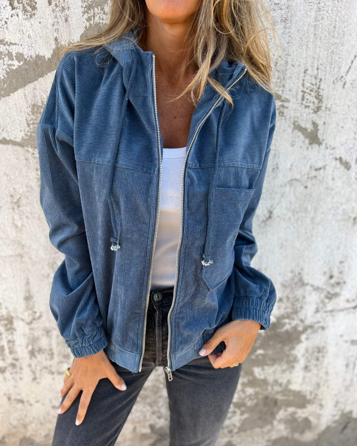 Zoe | Corduroy jacket with a hood and zipper