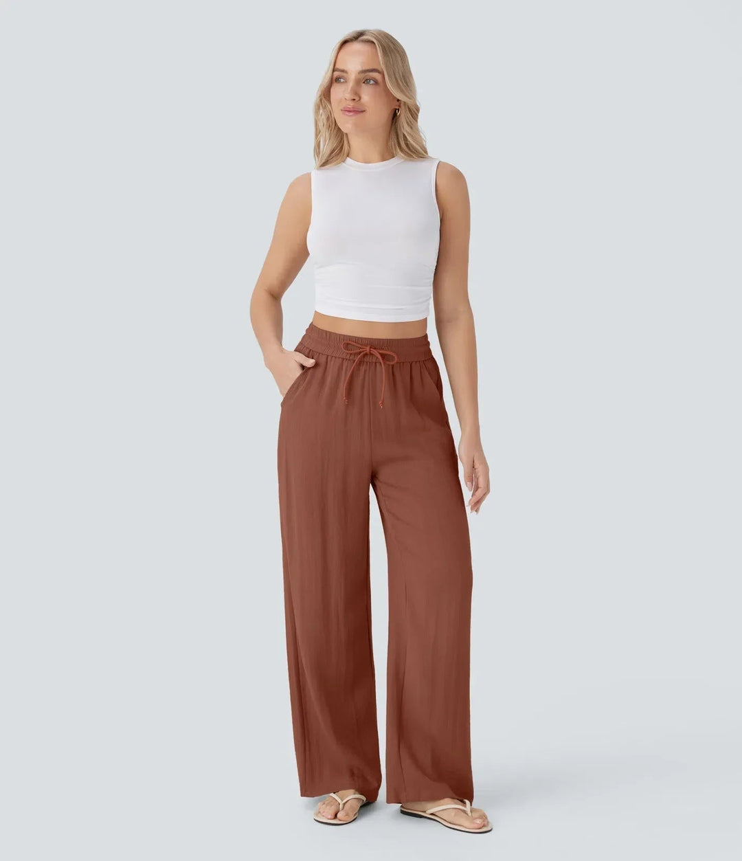 LENA | Eleganckie lniane spodnie o lekkim kroju