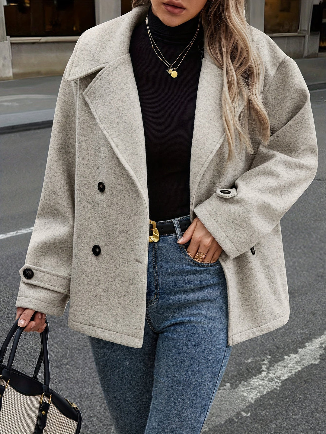 Elise| Stylish Double-Breasted Jacket with Button Details