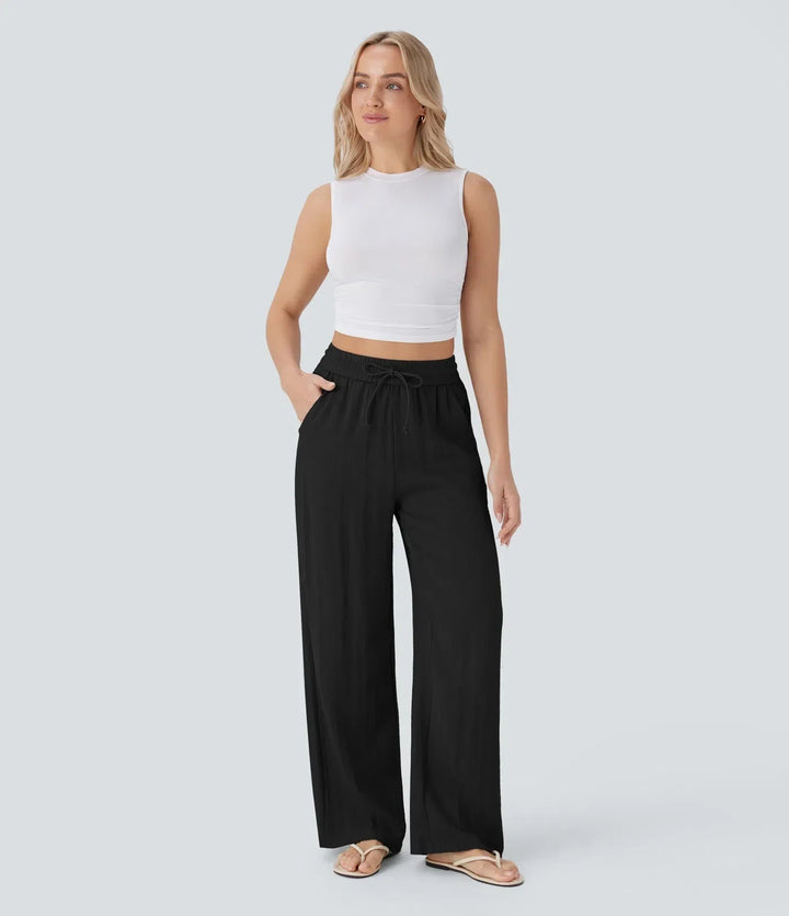 LENA | Eleganckie lniane spodnie o lekkim kroju