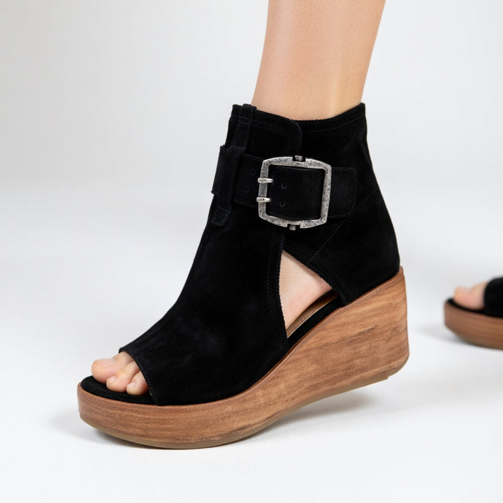 Sade | Open-toe Wedge Booties in Modern Style