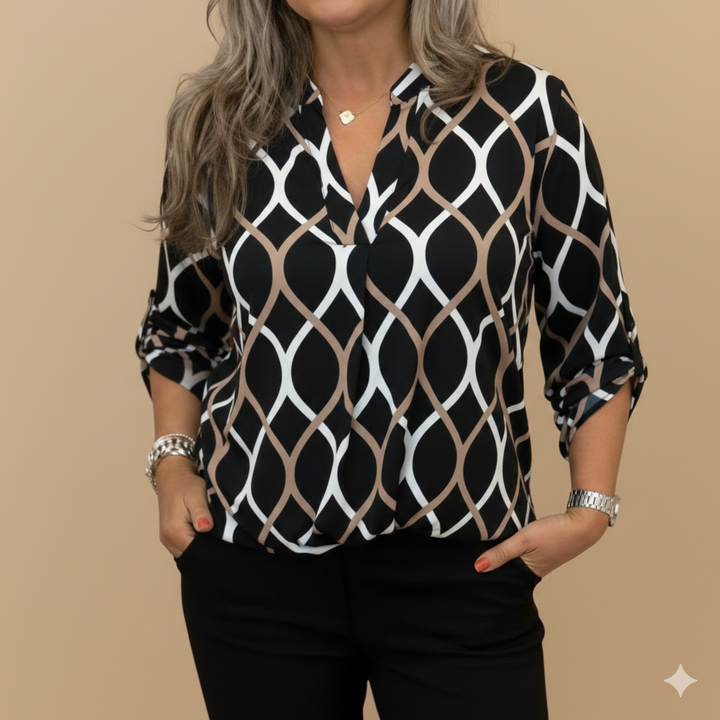 KRYSTYNA | Elegancka Bluzka z Subtelnym Wzorem