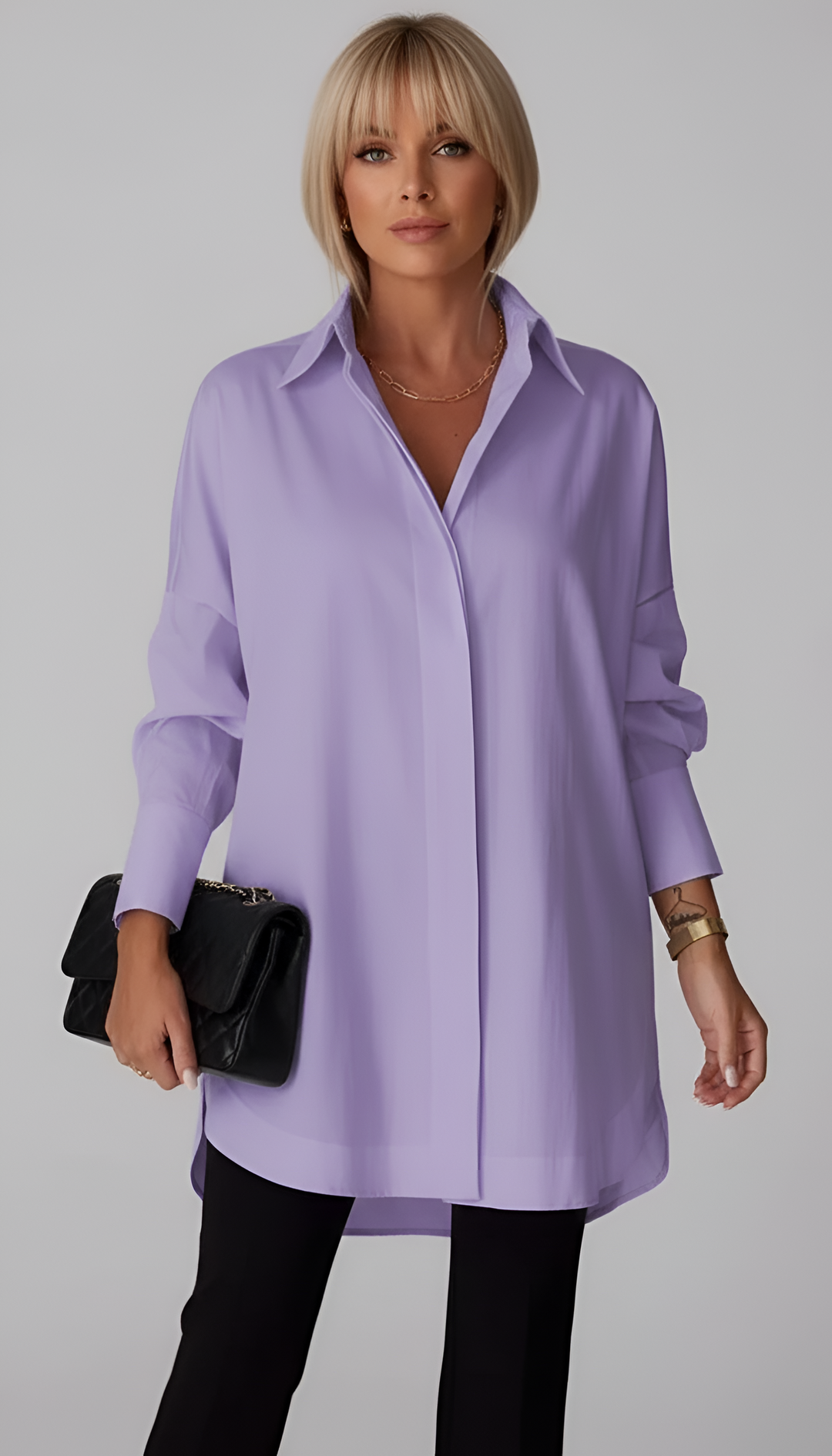 Valerios Fashion koszula damska oversize z bawełny z klasycznym kołnierzykiem