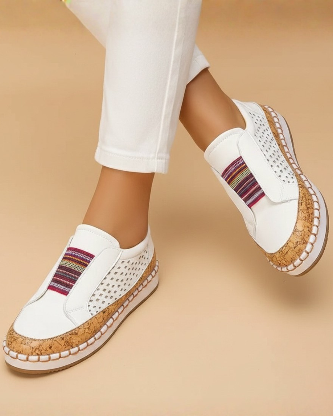 Malina | Komfortowe wsuwane buty z podeszwą w stylu korka