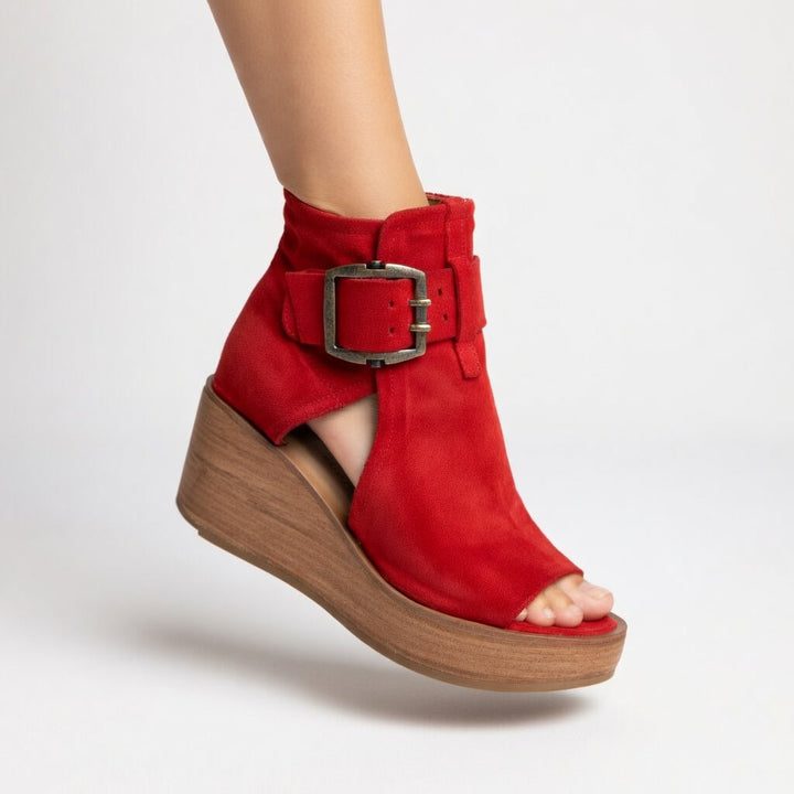 Sade | Open-toe Wedge Booties in Modern Style
