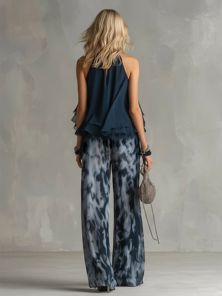 Elise | Elegant and lightweight suit with a flowing top and wide pants